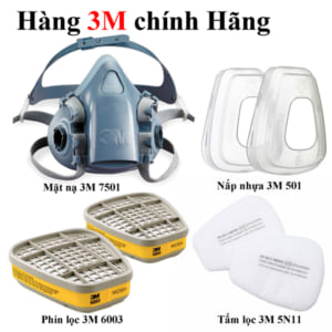 Bộ Mặt nạ phòng độc 3M 7501 Kèm Phin lọc 3M 6003 Chính Hãng, mặt nạ phòng độc 3M 7501, mặt nạ 3m 7501, Mặt nạ nữa mặt 3M 7501, mặt nạ phòng độc nữa mặt, mặt nạ phòng độc nữa mặt 1 phin