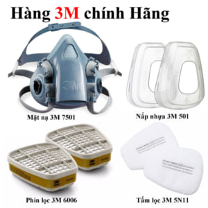 Bộ Mặt nạ phòng độc 3M 7501 Kèm Phin lọc 3M 6006 Chính Hãng, mặt nạ phòng độc 3M 7501, mặt nạ 3m 7501, Mặt nạ nữa mặt 3M 7501, mặt nạ phòng độc nữa mặt, mặt nạ phòng độc nữa mặt 1 phin