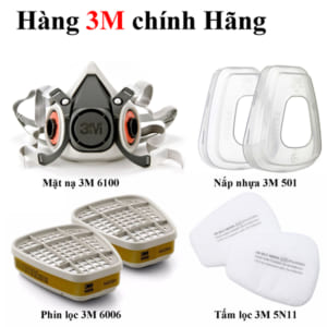 Bộ Mặt nạ phòng độc 3M 6100 Kèm Phin lọc 3M 6006 Chính Hãng, mặt nạ phòng độc 3M 6100, mặt nạ 3m 6100, Mặt nạ nữa mặt 3M 6100, mặt nạ phòng độc nữa mặt, mặt nạ phòng độc nữa mặt 1 phin