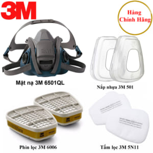 Bộ Mặt nạ phòng độc 3M 6501QL Kèm Phin lọc 3M 6006 Chính Hãng, mặt nạ phòng độc 3M 6501QL, mặt nạ 3m 6501QL, Mặt nạ nữa mặt 3M 6501QL, mặt nạ phòng độc nữa mặt, mặt nạ phòng độc nữa mặt 1 phin 3M 6501QL