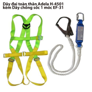 Dây đai toàn thân chống sốc 1 móc Adela H-4501, Dây đai toàn thân Adela H-4501 kèm Dây chống sốc 1 móc EF-31, H-4501 + EF-31, dây đai toàn thân Adela H-4501, Dây đai Adela H-4501, Dây đai an toàn Adela H-4501, Dây đai H-4501, Adela H-4501